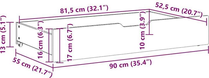 Image du produit VidaXL Tiroirs de lit avec roulettes 2 pcs.