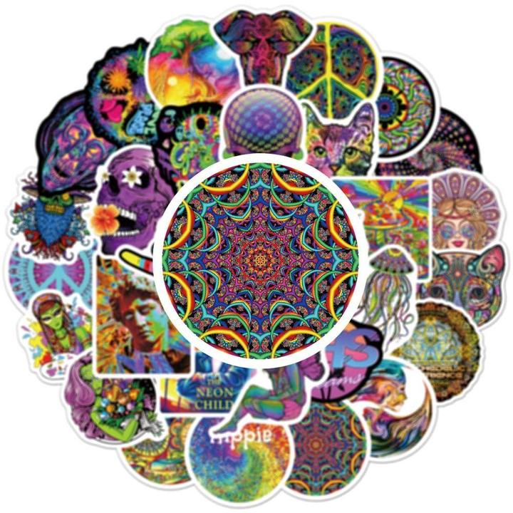 Produktbild JTI Aufkleber - psychedelische Muster - 50 Stk