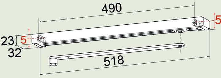 Actual product image Dormakaba Slide rail with lever G-N XEA with shortened lever (Room door, Entrance door, Wooden door, French window)
