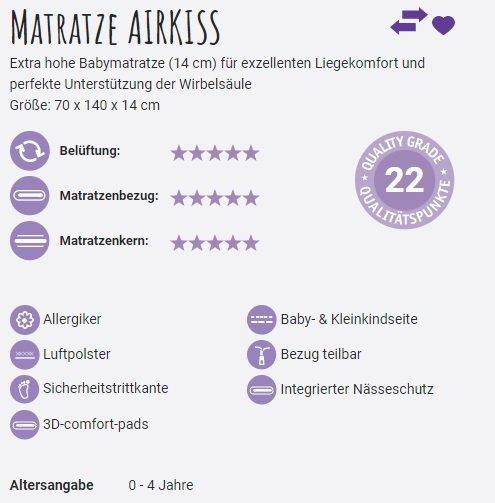 Actual product image Träumeland Baby mattress Airkiss (70 x 140 cm)