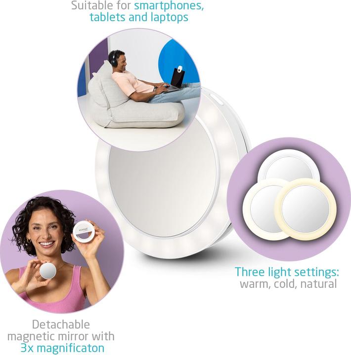 Image du produit Medisana CM-20E Selfie Mirror - Miroir cosmétique par ECOMED (Ø 9 x 3 cm)