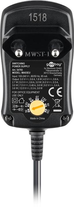 Immagine prodotto Goobay Alimentazione universale 3 V - 12 V 0,3A