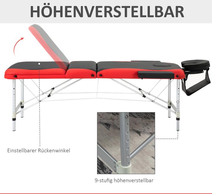Image du produit Homcom Table de massage Cadre léger en aluminium, pliable, rembourré
