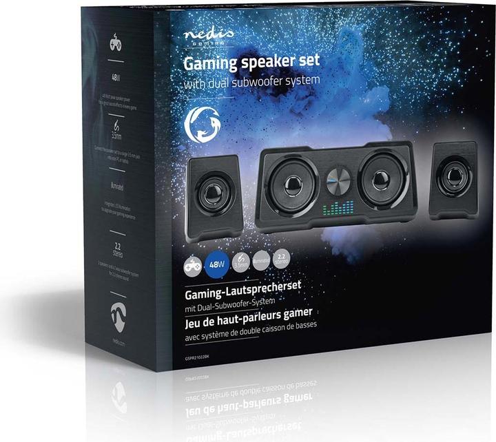 Produktbild Nedis Gaming-Lautsprecher | Lautsprecherkanäle: 2.2 | Stromversorgung über USB | 3.5 mm Stecker | 48