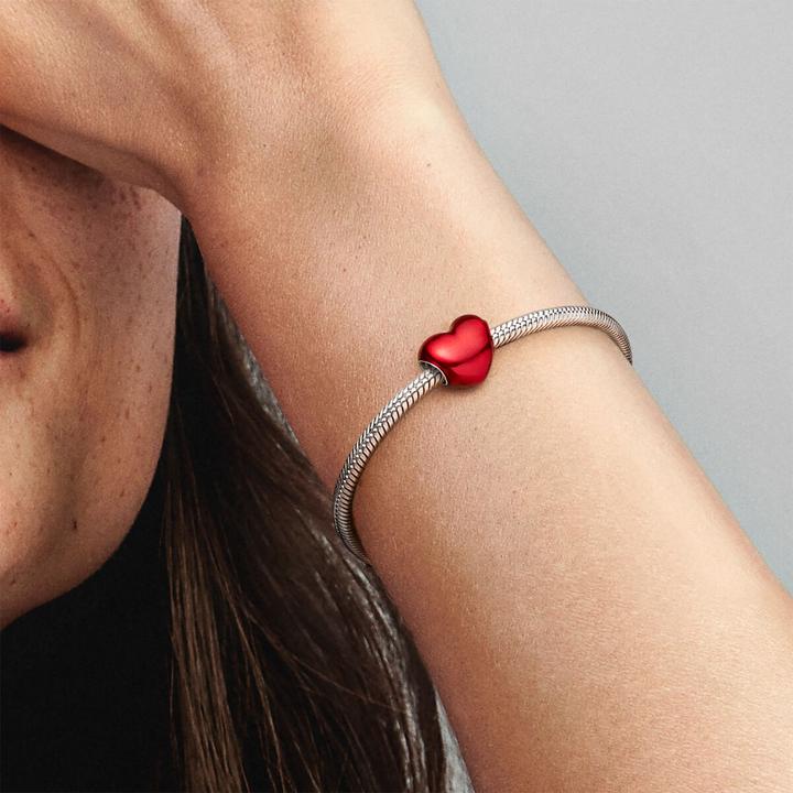 Image du produit Pandora Charm coeur métallique rouge (Argent 925, Émail)