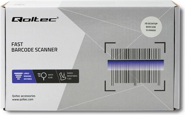 Produktbild Qoltec 50864 Barcodeleser Fester Barcodeleser 1D/2D LED (1D-Barcodes, 2D-Barcodes)