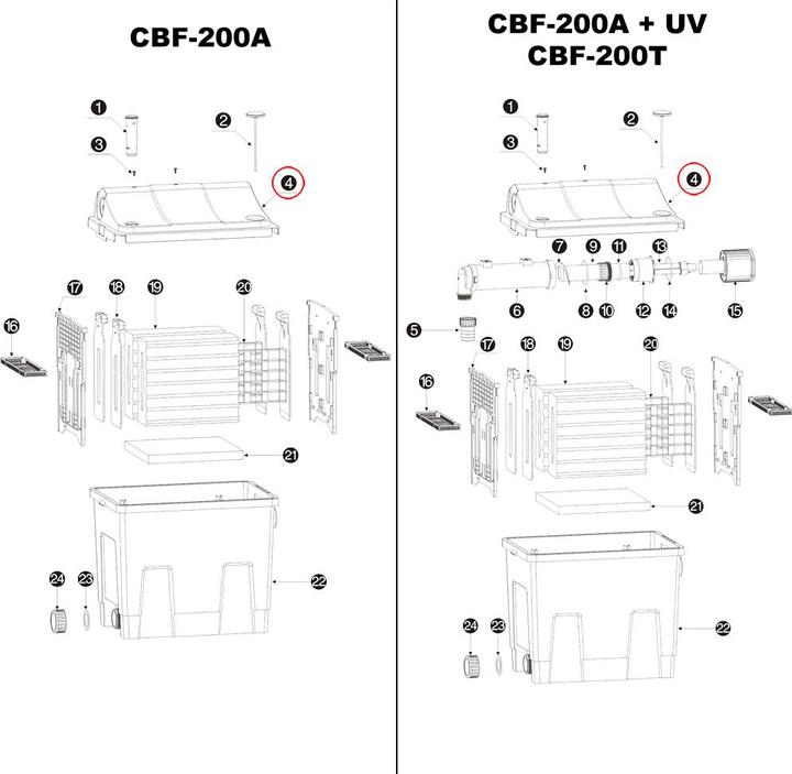 Image du produit SunSun Pièce détachée Couvercle CBF-200T/-200U/-200/-200A