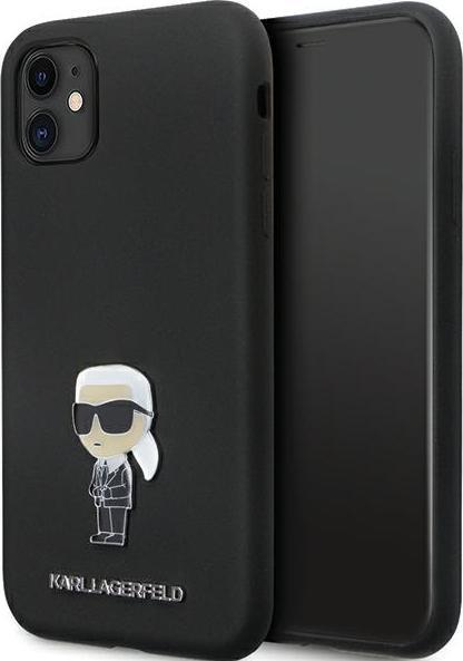 Actual product image Karl Lagerfeld KLHCN61SMHKNPK iPhone 11 / Xr 6.1" czarny/black Silicone Ikonik Metal Pin (Apple iPhone XR, Apple iPhone 11)