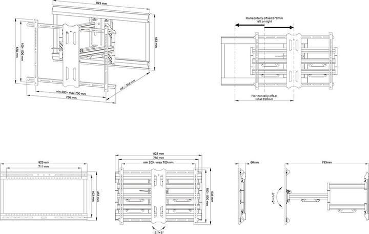 Produktbild Multibrackets Wandhalter 42-100", schwarz, Tragkraft 70kg (Wand, 100", 70 kg)