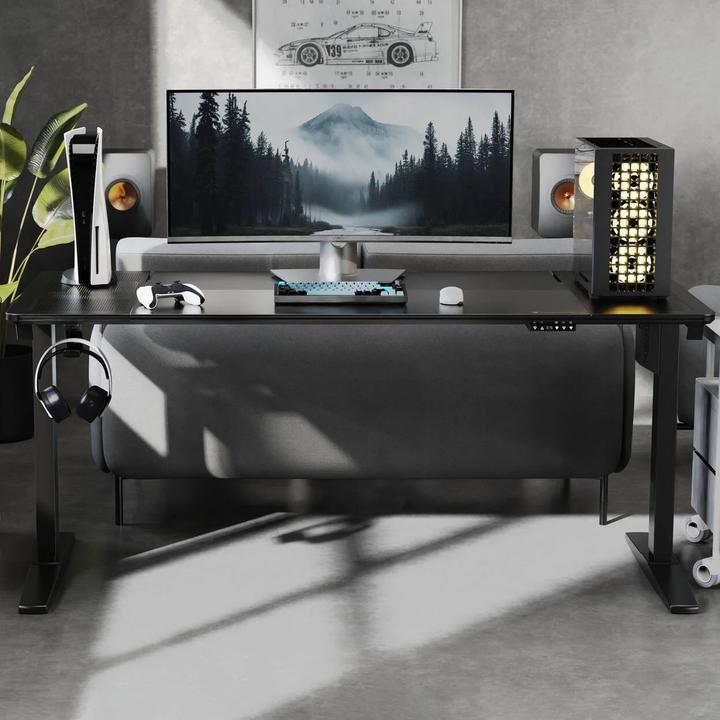 Actual product image Thunder X3 ThunderX3 LAB-X Gaming Table - Adjustable height Silent motor - Tempered Glass - with Mesh side...