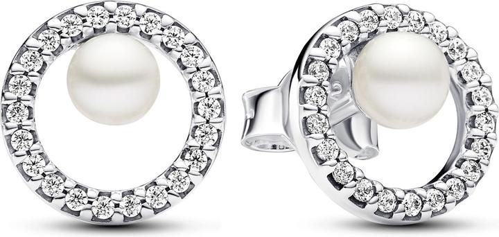 Pandora Ohrstecker Treated Freshwater Cultured Pearl & PavÃ© Halo (Silber 925)