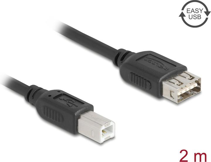 Actual product image Delock USB 2.0 Kabel USB Typ-B Stecker zu EASY USB Typ-A Buchse 2 m (2 m, USB 2.0)
