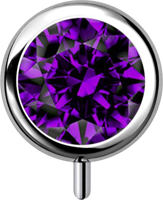 Immagine prodotto Star Piercing Cilindro senza filettatura argento fronte cristallo viola (senza ottone, Titanio G23)