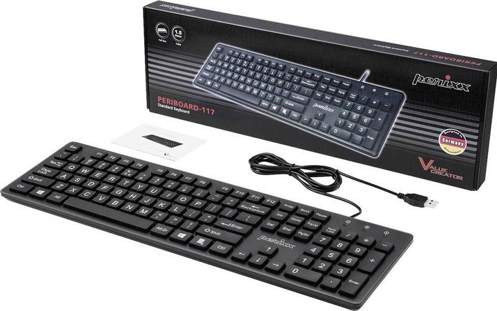 Image du produit Perixx PERIBOARD-117 P DE B Clavier PS2 Français, QWERTZ Noir (DE, Filaire)