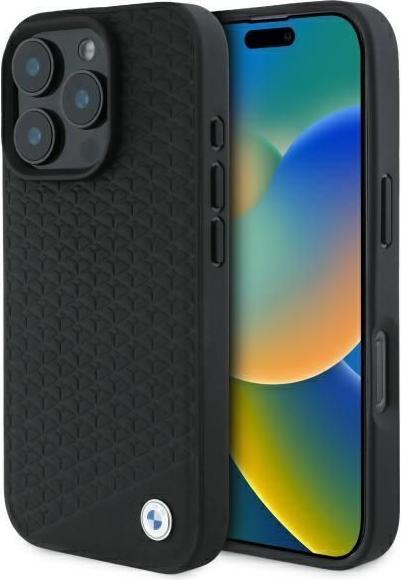 Actual product image BMW BMHMP16L23RDDK iPhone 16 Pro 6.3" czarny/black hardcase Sign Leather Diamond Metal Logo MagS (Apple iPhone 16 Pro)