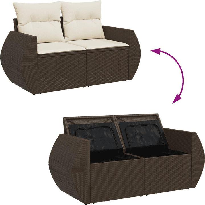 Immagine prodotto VidaXL Set di divani da giardino set da giardino gruppo di sedute da giardino 10 pezzi marrone