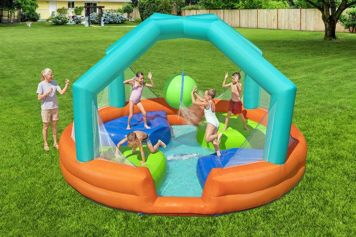 Produktbild Bestway aufblasbares Spielcenter Dodge & Drench Water Park, 4,5 x 4,5 x 2,68 m, 53383