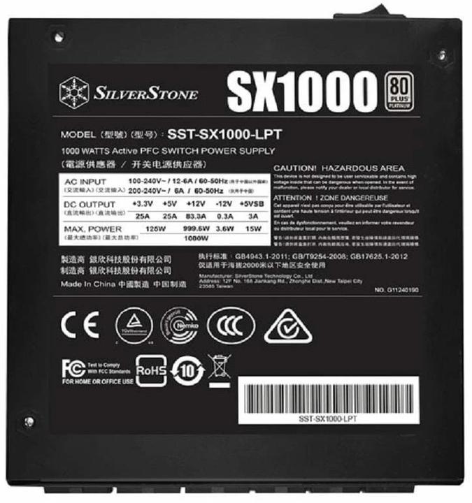 Actual product image Silverstone SX1000 Platinum power supply unit (SST-SX1000-LPT) (1000 W)