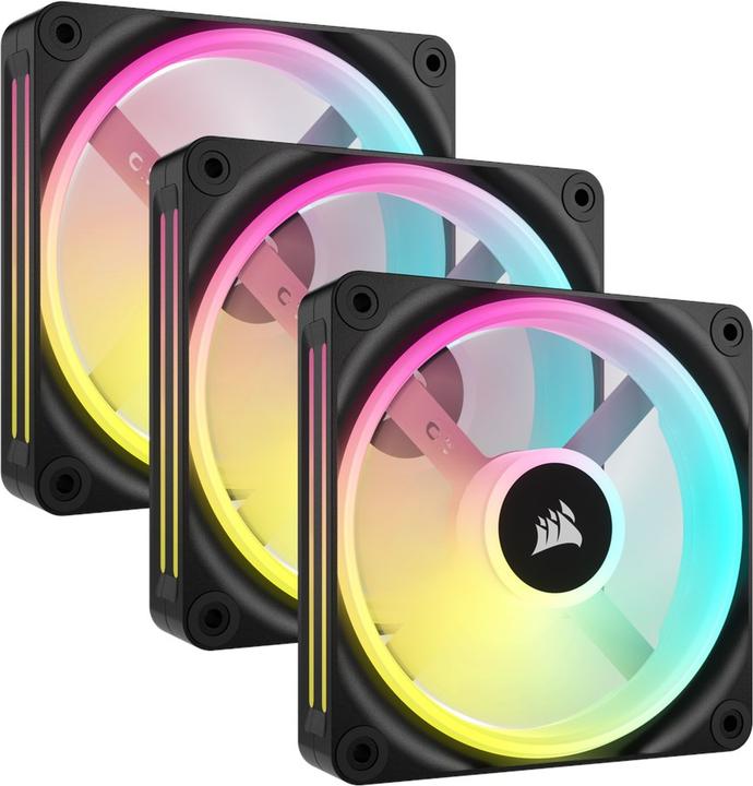 Corsair Ventilateur iCUE LINK QX120 RGB 120 mm PWM (noir, kit de démarrage) (120 mm, 3 x)