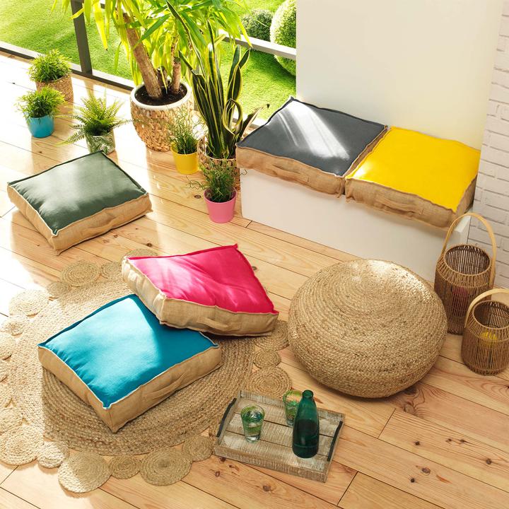 Immagine prodotto Natura Punto Cuscino da terra in cotone e iuta (45 x 45 x 10 cm)