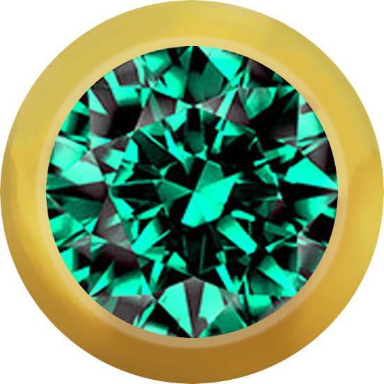 Produktbild Star Piercing Micro Kugel vergoldet mit Kristall türkis (Chirurgenstahl 316L)
