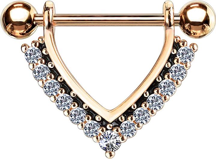 Image du produit Star Piercing Barbell rosegold Hänger mit Kristallen silber (Acier chirurgical 316L, Laiton)
