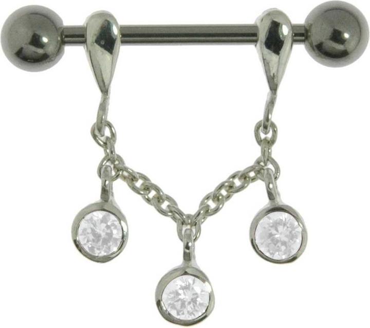 Bijouteria Brustpiercing (Chirurgenstahl 316L, Kristall, Silber 925)
