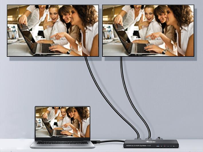 Produktbild equip HDMI Splitter 2.0 2 Port Ultra Slim 4K/60Hz schwarz