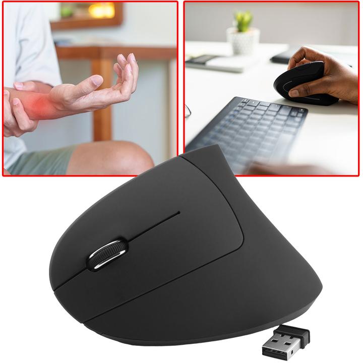 Actual product image MediaRange Mouse Wireless Vertical left-handed, black (Wireless)