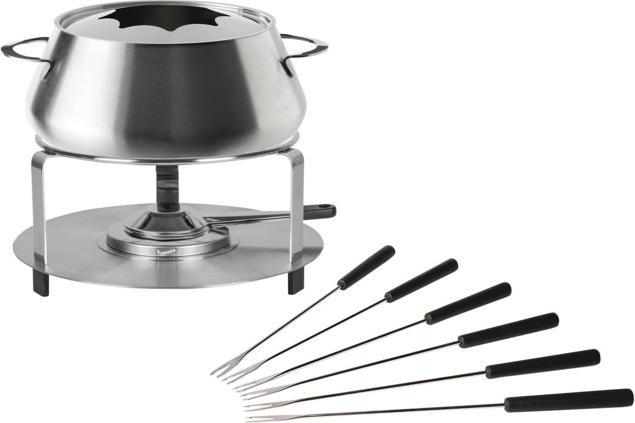 Stöckli Fondue Set silver coloured (Fondue Bourguignonne, Chinoise Fondue)
