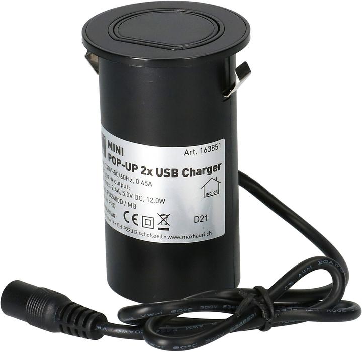 Actual product image Max Hauri MINI POP-UP Charger (2 x, USB-A, 2 m)
