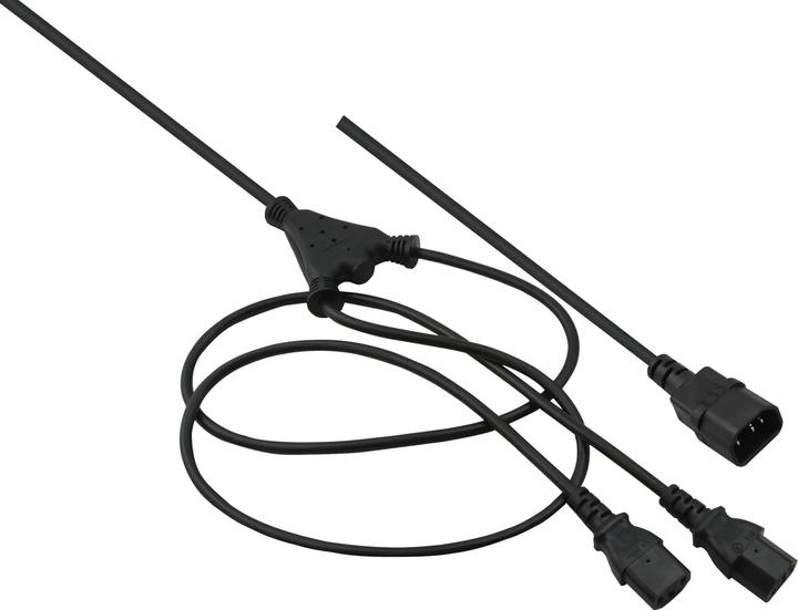 Actual product image Helos Cold appliance Y extension cable, 2 x C13 to C20, black, 2.0m Y cold appliance extension, IEC60320 (2 m, C13)