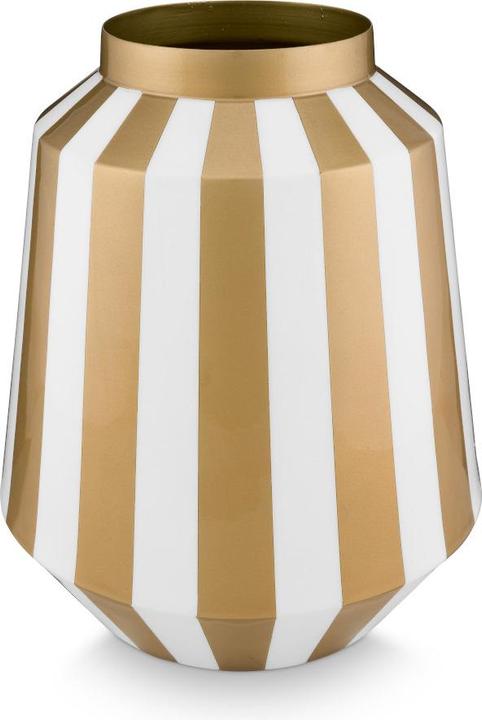 Produktbild PIP Studio Vase Metall Stripes weiss-gold 24x29cm (1 x, 24 x 29 cm)