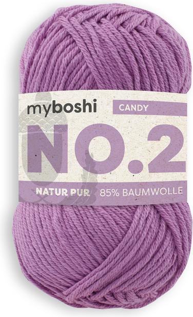 Actual product image Myboshi Wool no.2 col.261 candy purple 50 g, 100 m, 85 % CO, 15 % KP