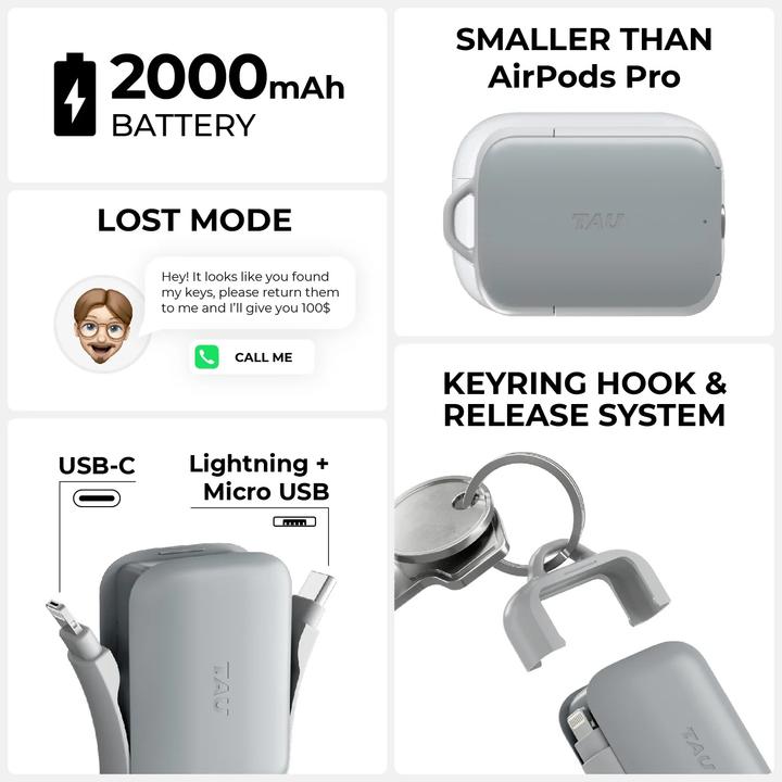 Actual product image Rolling Square TAU 2 keyring powerbank (2000 mAh)