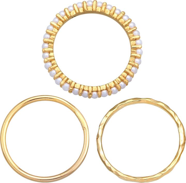 Produktbild Elli Ring Stapelring Perlen 3er Set 925 Silber (54, 925 Silber)