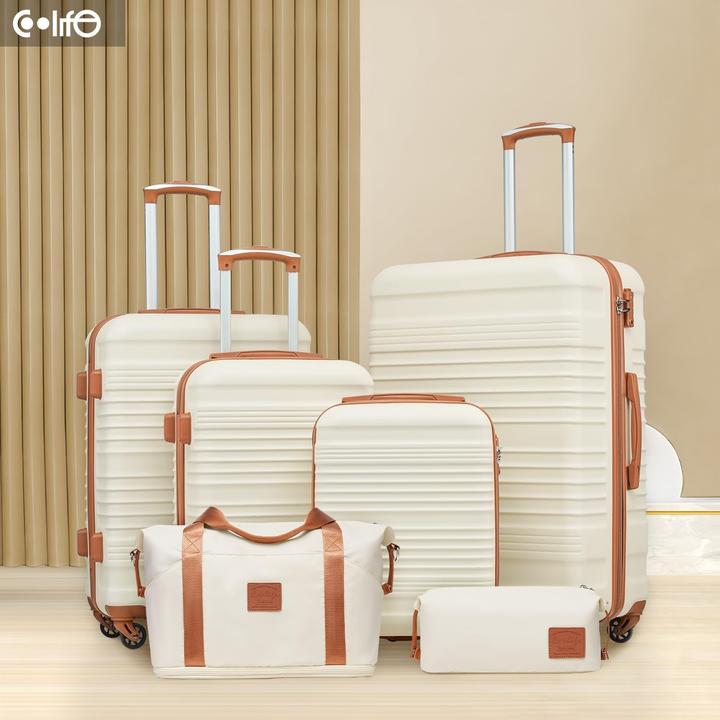 Image du produit Coolife 6-teiliges Koffer-Set (93 l, Bagage à main (jusqu'à 50l), M (50 - 90l), L (90 - 115l))