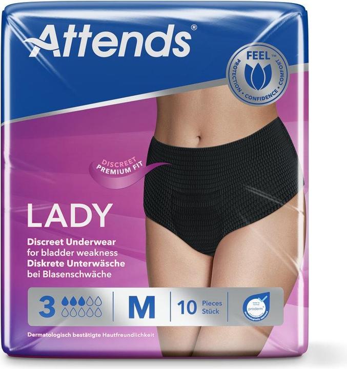 Produktbild Attends Lady 3 Discreet M schwarz Btl 10 Stk (10 x, M)