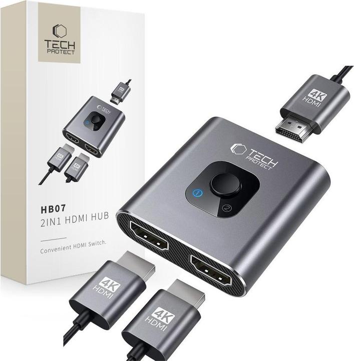 Tech-Protect HB07 HUB Adapter 2in1 HDMI 4K 60HZ - gray (HDMI, 4.70 cm)