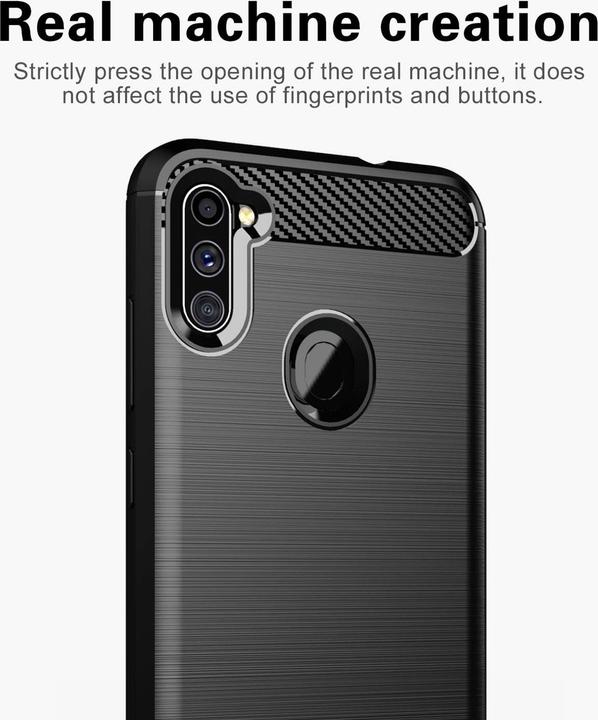 Actual product image Cadorabo TPU Ultra Slim carbon stainless steel Combi Cover (Samsung Galaxy A11, Samsung Galaxy M11)