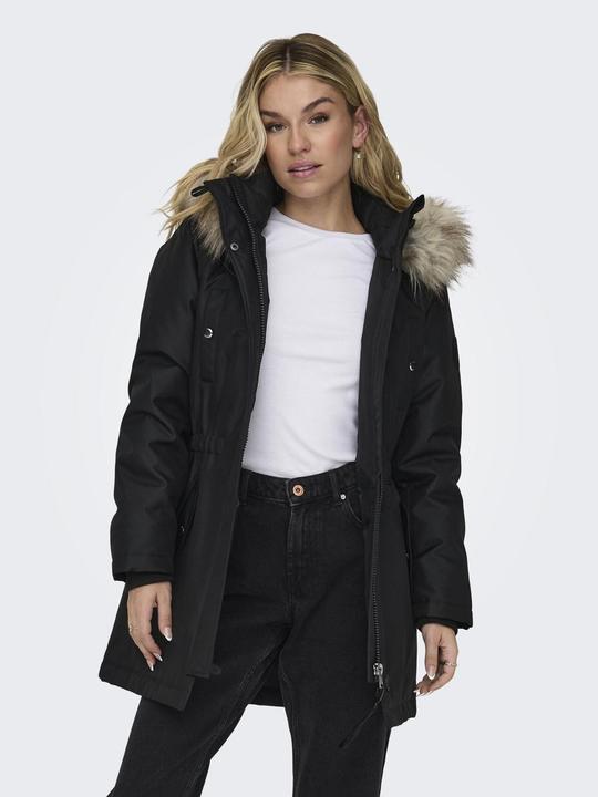 Produktbild Only Kapuze mit abnehmbarem Kunstfell-Rand Gerippte Ärmelbündchen Parka Langer Parka (XXL)