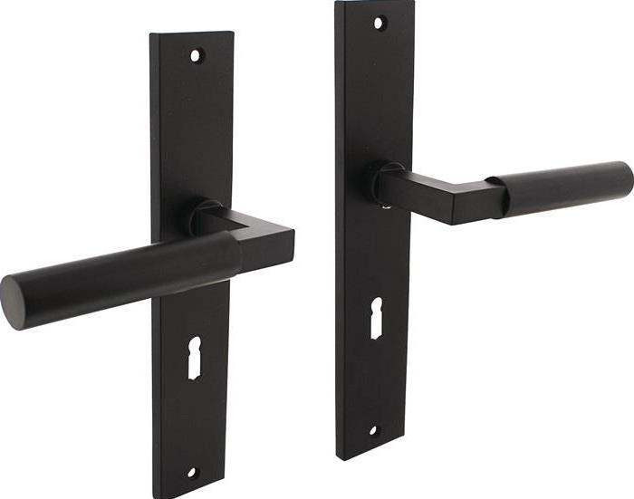 Intersteel Langschildschildgarnitur Baustil Zamak F71 schwarz BB 72 mm DIN links / rechts (Türgarnitur)
