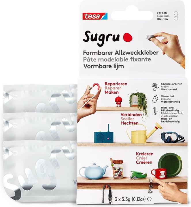 Sugru by tesa Sugru 3x mouldable all-purpose adhesive, versatile adhesive putty for decorating, gluing & repairing (10.50 g, 323 ml)