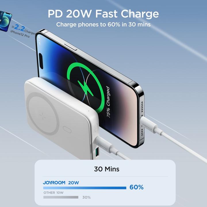 Actual product image Joyroom Mini Magnetic Wireless Powerbank (20W) (10000 mAh, 20 W, 15 Wh)