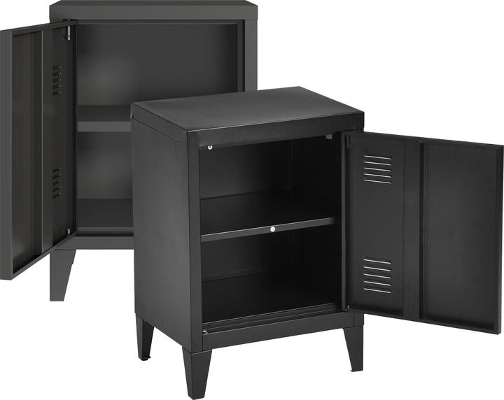 Actual product image En.Casa Bedside cabinet Inari set of 2 door handle right and left black