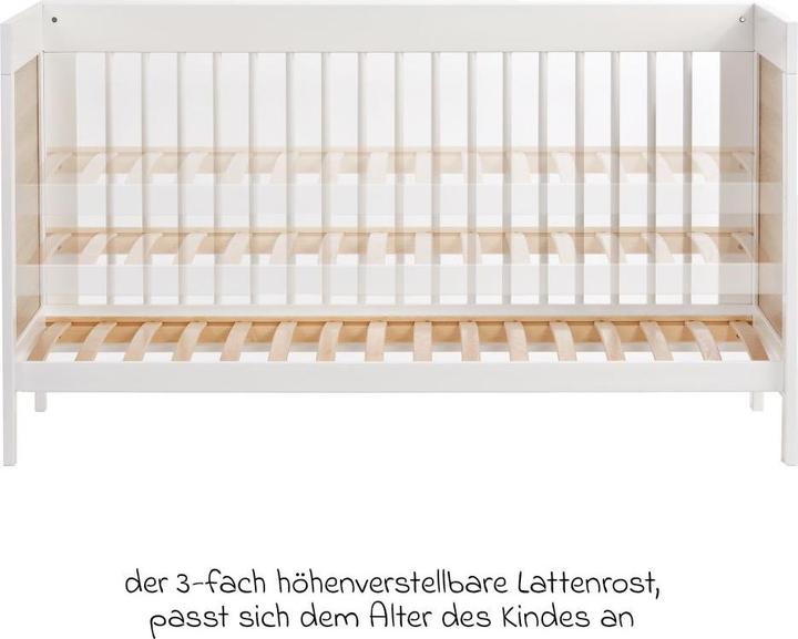 Produktbild jonka Gitterbetten Babybett und Kinderbett Erwin mit 3-fach (140 x 70 cm)