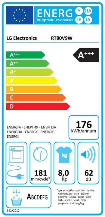 Energie-Label LG RT80V9W (8 kg, Wechselbar)