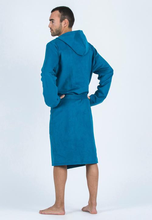 Immagine prodotto Nabaiji Accappatoio da uomo con cappuccio in microfibra compatto - blu scuro (XS)