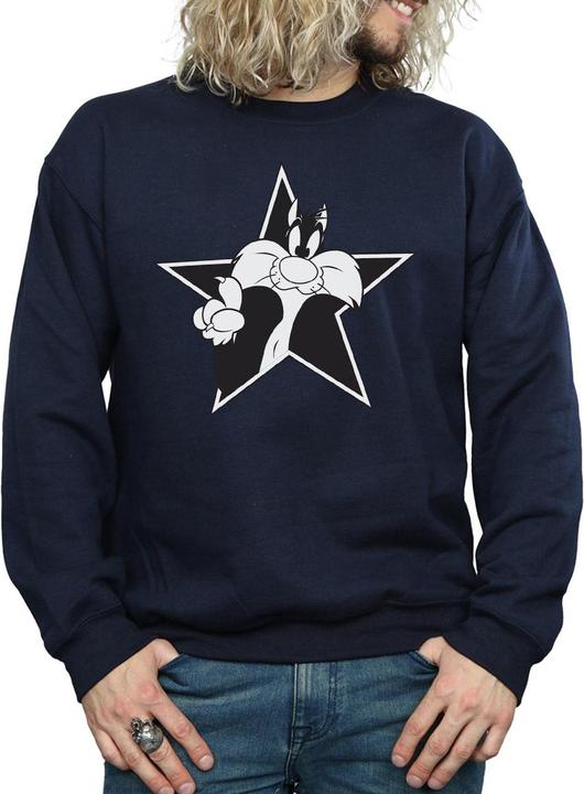 Actual product image Looney Tunes Mens Sylvester Mono Star Sweatshirt (M)