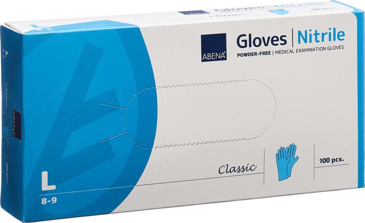 Produktbild Abena Classic Nitrilhandschuhe L 240mm puderfrei unsteril blau 100 Stk (L)
